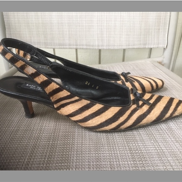kate spade Shoes - Kate Spade Zebra Calf Hair Low Heels Slingback Pumps Italy
